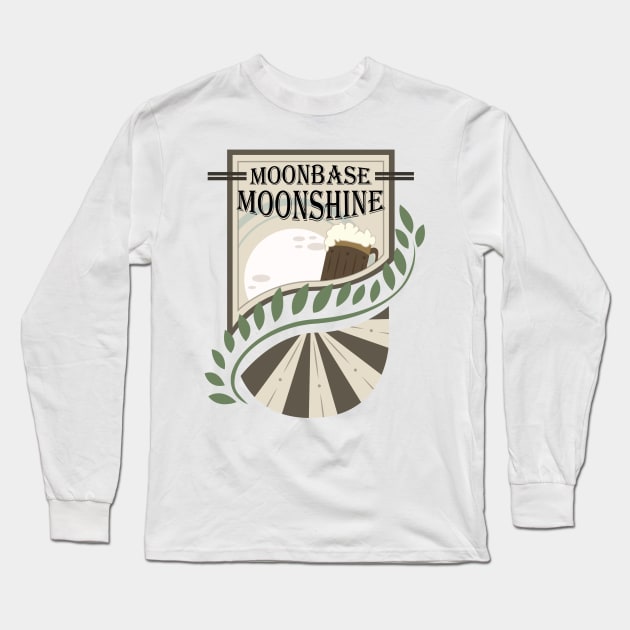 Moonbase Moonshine Vintage Beer Label Long Sleeve T-Shirt by TheLonelyGoat